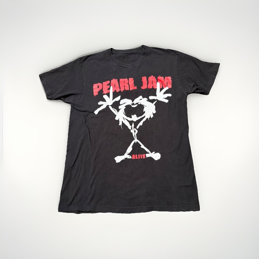 Pearl Jam Alive Vintage T Shirt‎ Notepad Back Graphic Band Tee Stick Man